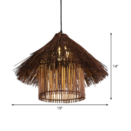 Bamboo Tower Pendant Lamp - Japanese Style 1-Head Coffee Ceiling Light For Teahouse