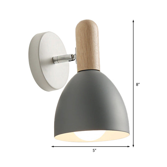 Contemporary Metal Dome Wall Sconce - 1 Head Black/Gray/White Light For Bedroom 5 W