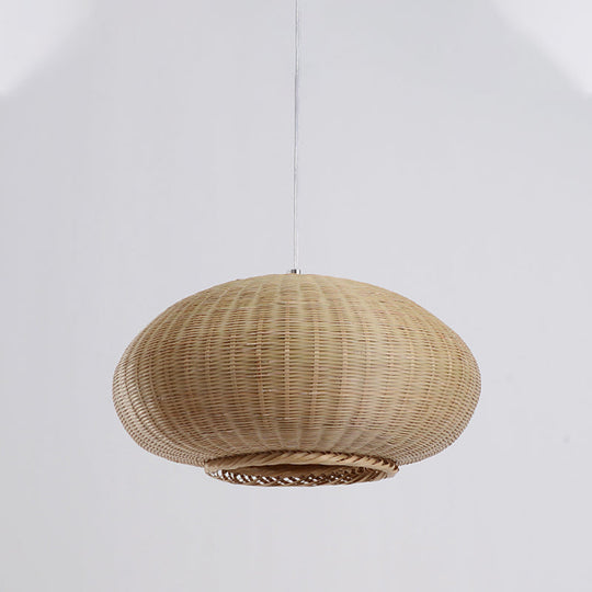 Flaxen Lantern Ceiling Lamp - Asia 1-Head Bamboo Pendant Light For Dining Room