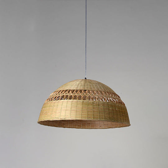 Bamboo Pendant Light - Chinese 1 Head Ceiling Lamp In Flaxen