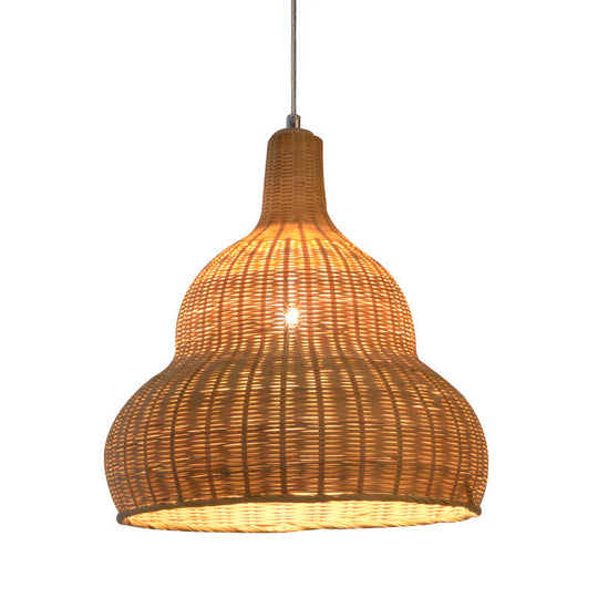 Flaxen Bamboo Pendant Ceiling Light - Exquisite Asian Gourd Design