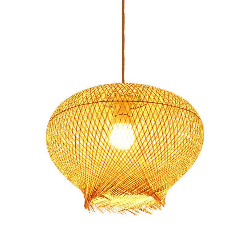 Bamboo Lantern Pendant Lamp For Living Room - Chinese Style Beige Ceiling Light