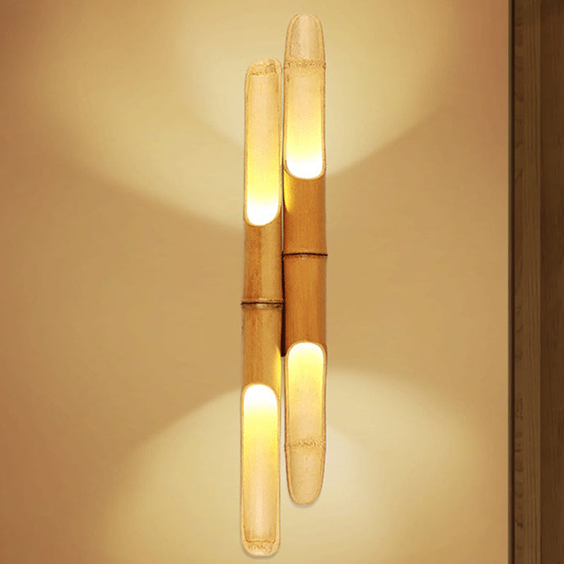 4-Bulb Bedroom Wall Sconce In Asia Beige With Cylinder Resin Shade