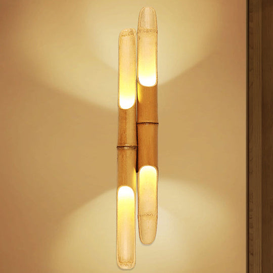 4-Bulb Bedroom Wall Sconce In Asia Beige With Cylinder Resin Shade