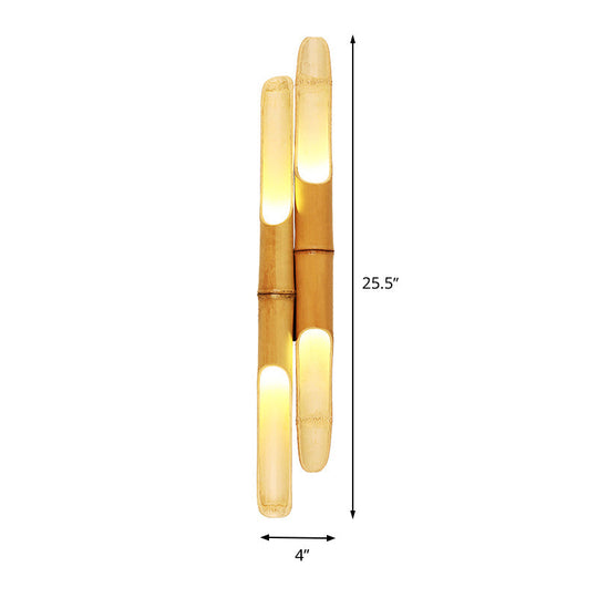 4-Bulb Bedroom Wall Sconce In Asia Beige With Cylinder Resin Shade