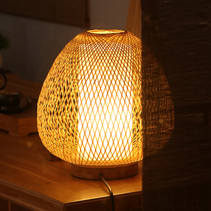 Asian Wood Desk Lamp With Handcrafted Bamboo Shade - Perfect Bedroom Task Light

Or

1 Head Small