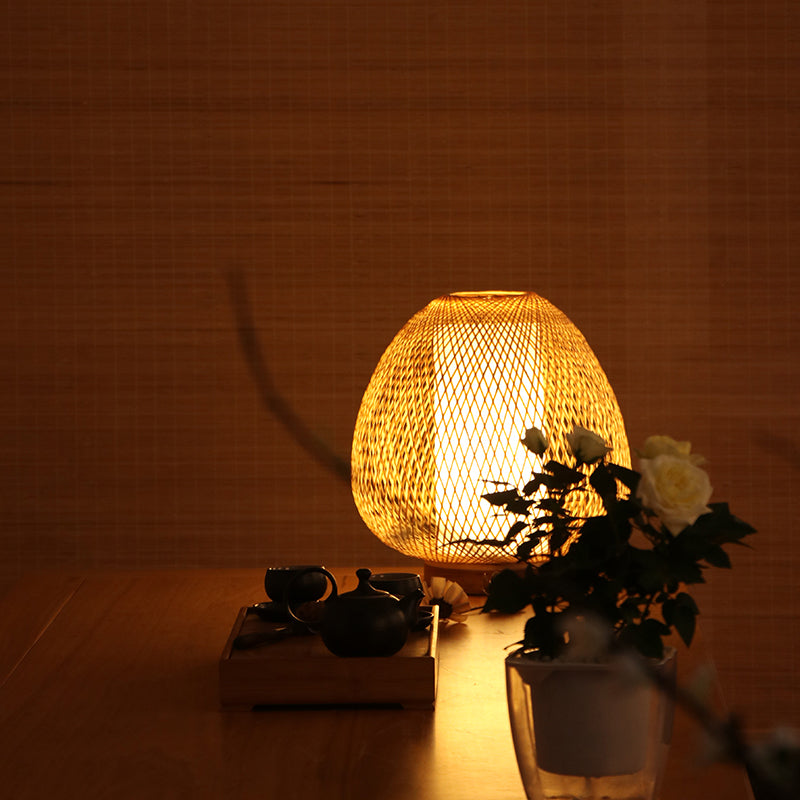 Asian Wood Desk Lamp With Handcrafted Bamboo Shade - Perfect Bedroom Task Light

Or

1 Head Small