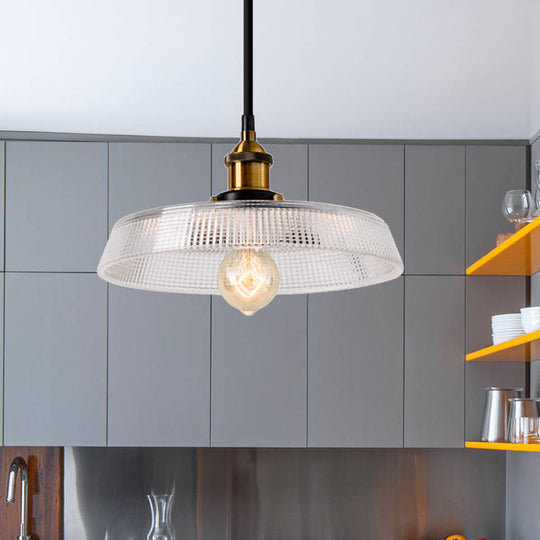 Farmhouse Brass Dome Pendant Ceiling Light With Clear Prismatic Glass For Dining Room - 8/10 / 8