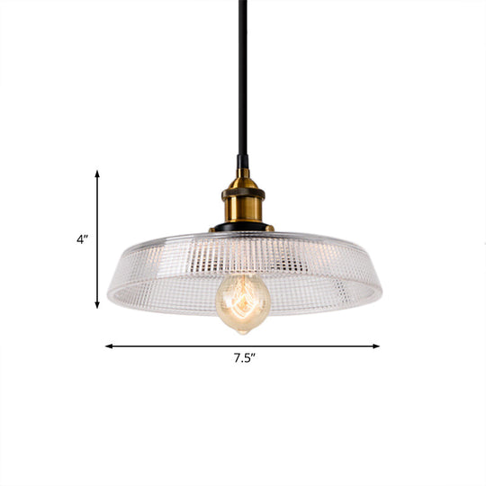 Farmhouse Brass Dome Pendant Ceiling Light With Clear Prismatic Glass For Dining Room - 8/10