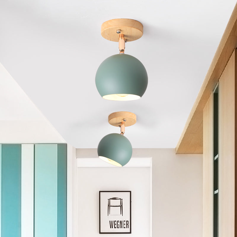 Nordic Adjustable Semi Flush Ceiling Light Fixture - Black/Gray/White/Pink/Green Orbit Design