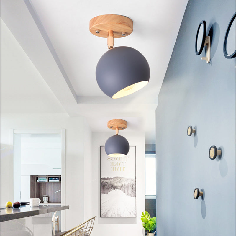 Nordic Adjustable Semi Flush Ceiling Light Fixture - Black/Gray/White/Pink/Green Orbit Design