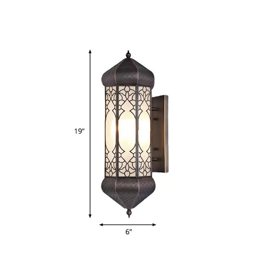 Bronze Hexagon Sconce With Rectangle Backplate - 1 Head Metal Wall Mount Light Fixture 6/8 Wide