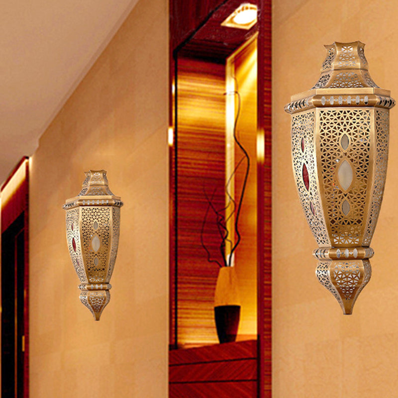 Brass Carved Dining Room Sconce Light Fixture - Elegant Metal Wall Lighting Decoration