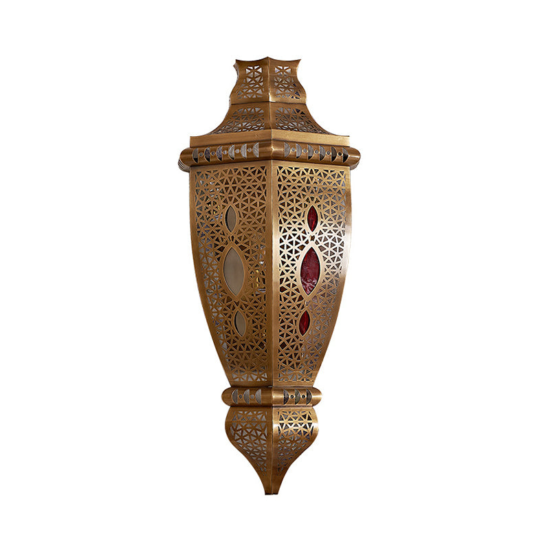 Brass Carved Dining Room Sconce Light Fixture - Elegant Metal Wall Lighting Decoration