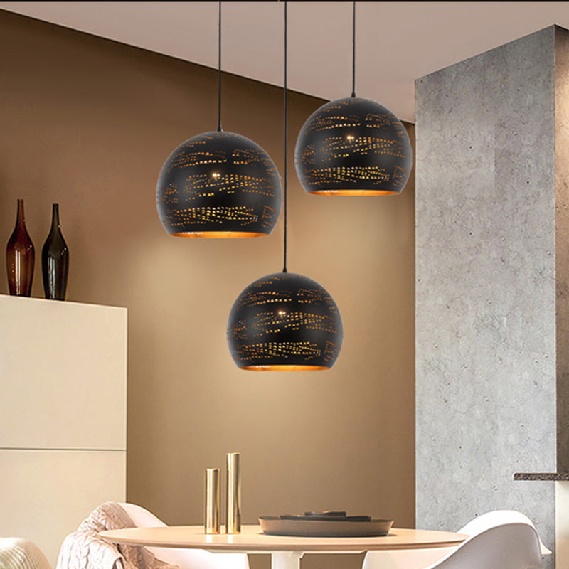 Metal Hanging Lamp: Art Deco Black Globe Pendant Light For Dining Room Ceiling