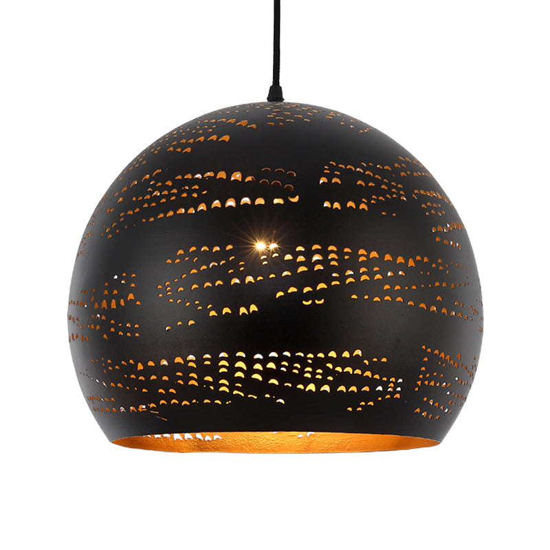 Metal Hanging Lamp: Art Deco Black Globe Pendant Light For Dining Room Ceiling