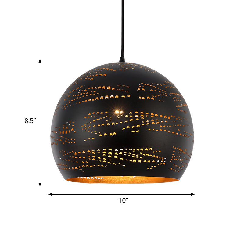 Metal Hanging Lamp: Art Deco Black Globe Pendant Light For Dining Room Ceiling