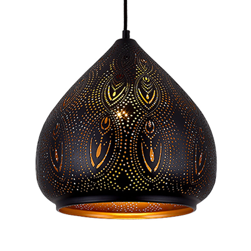 Black Metal Pendant Lamp - Pear Dining Room Lighting Fixture