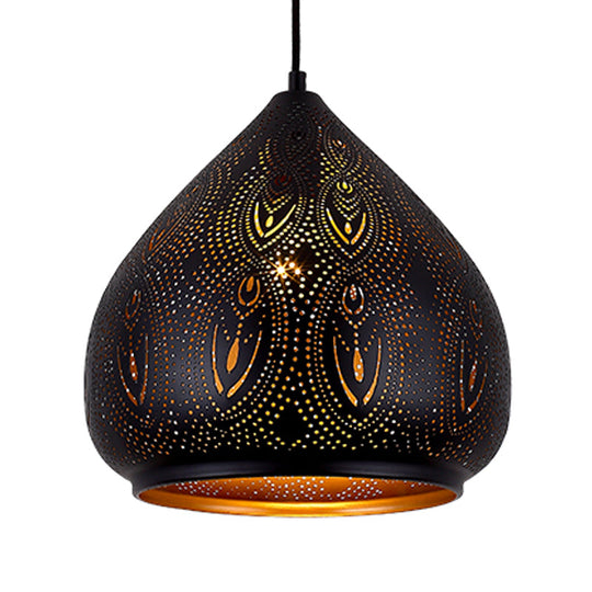 Black Metal Pendant Lamp - Pear Dining Room Lighting Fixture