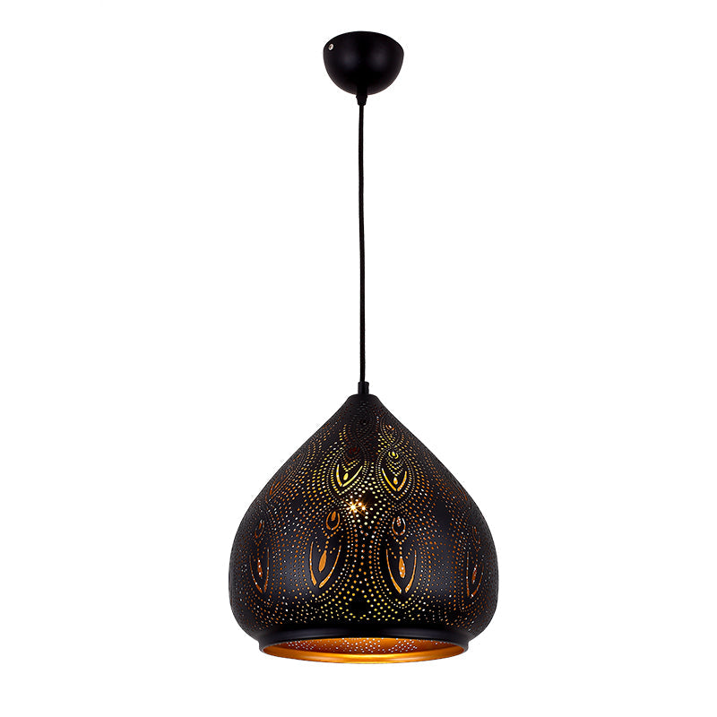 Black Metal Pendant Lamp - Pear Dining Room Lighting Fixture