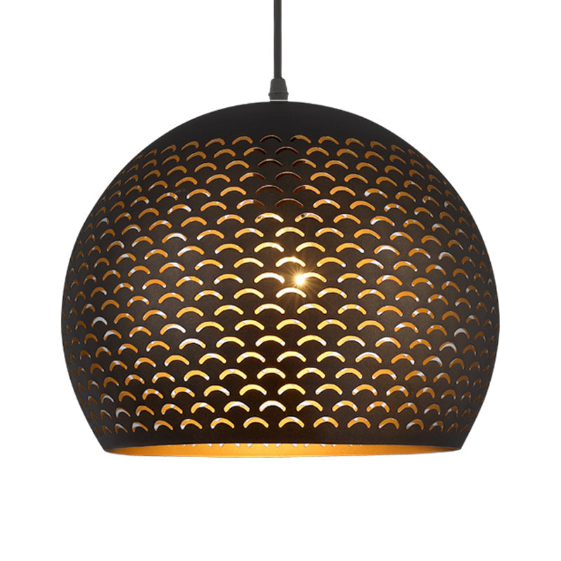 Decorative Black Metal Globe Pendant Light For Bedroom Ceiling - 1 Head