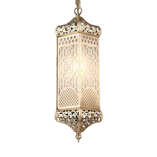 Bronze Art Deco Rectangular Pendant Light - Metal 1 Head Suspended Fixture