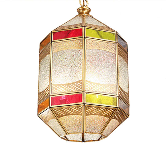 Arab Octangle Hanging Lamp - Metal Ceiling Pendant Light With Adjustable Chain Brass Finish