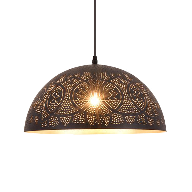 Art Deco Bronze Hemisphere Pendant Ceiling Lamp