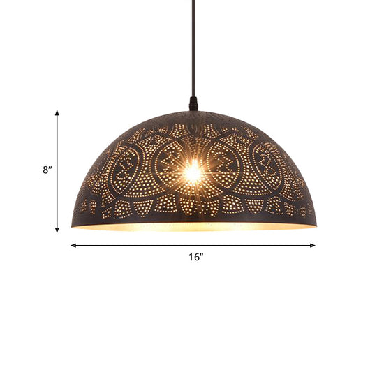 Art Deco Bronze Hemisphere Pendant Ceiling Lamp