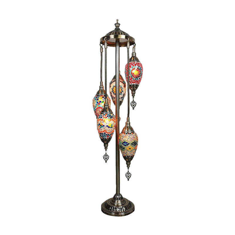 Waterdrop Glass Floor Lamp - Traditional Hand-Cut Style With 5/7/9 Heads For Bedroom Reading In