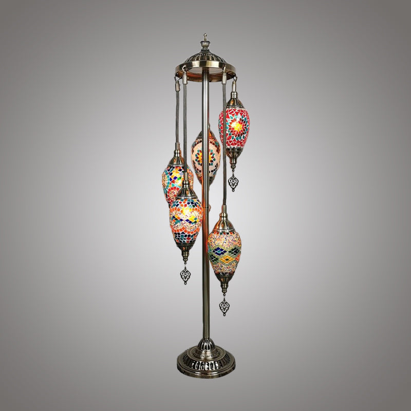 Waterdrop Glass Floor Lamp - Traditional Hand-Cut Style With 5/7/9 Heads For Bedroom Reading In