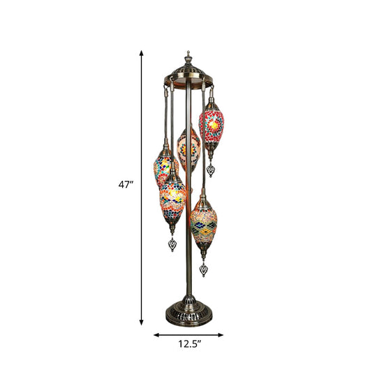 Waterdrop Glass Floor Lamp - Traditional Hand-Cut Style With 5/7/9 Heads For Bedroom Reading In