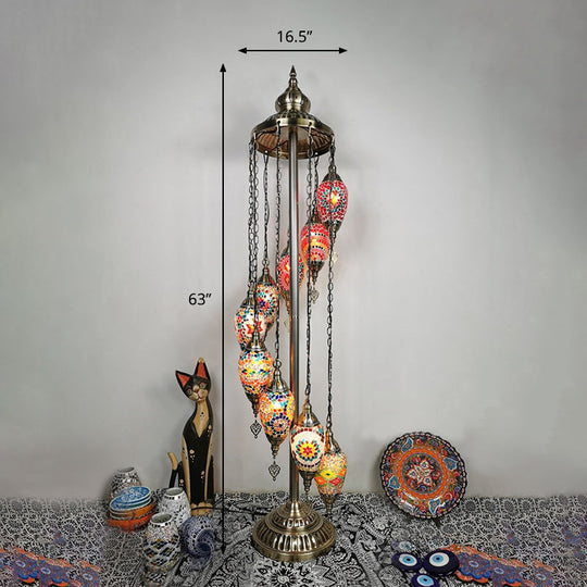 Waterdrop Glass Floor Lamp - Traditional Hand-Cut Style With 5/7/9 Heads For Bedroom Reading In