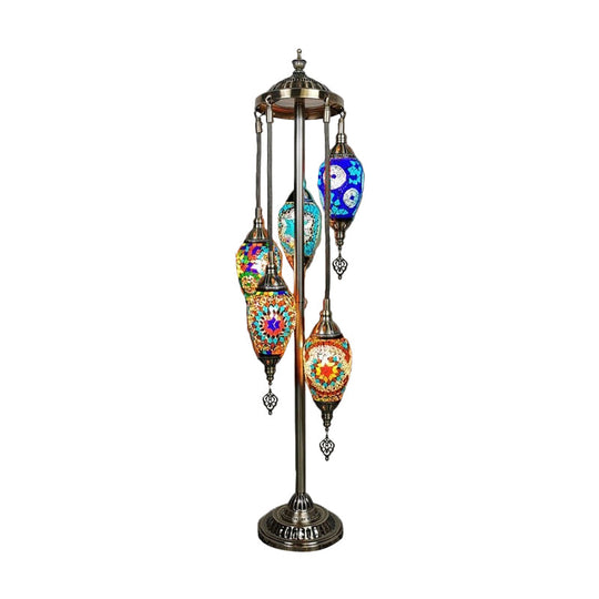 Waterdrop Glass Floor Lamp - Traditional Hand-Cut Style With 5/7/9 Heads For Bedroom Reading In