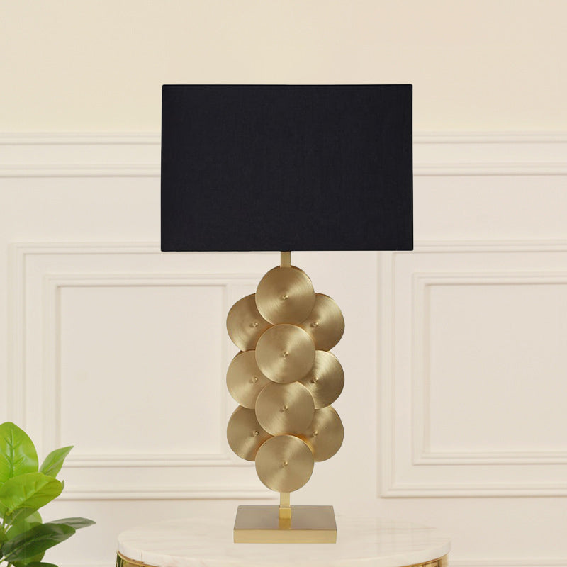 Contemporary Black Fabric Nightstand Lamp With Reading Light