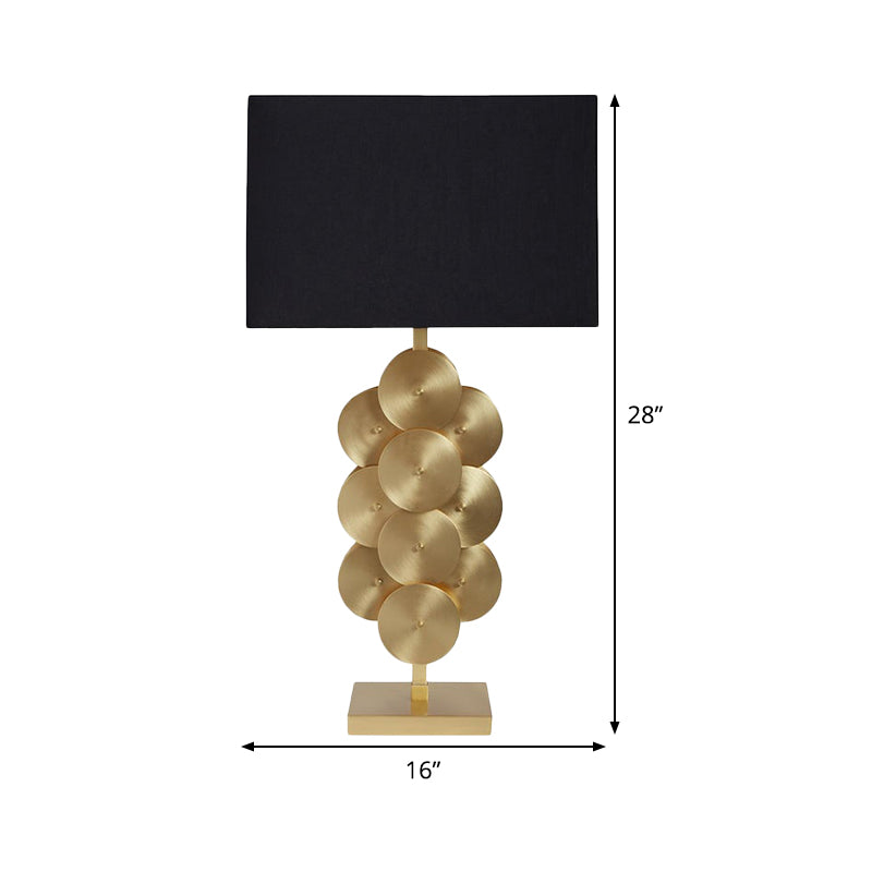 Contemporary Black Fabric Nightstand Lamp With Reading Light