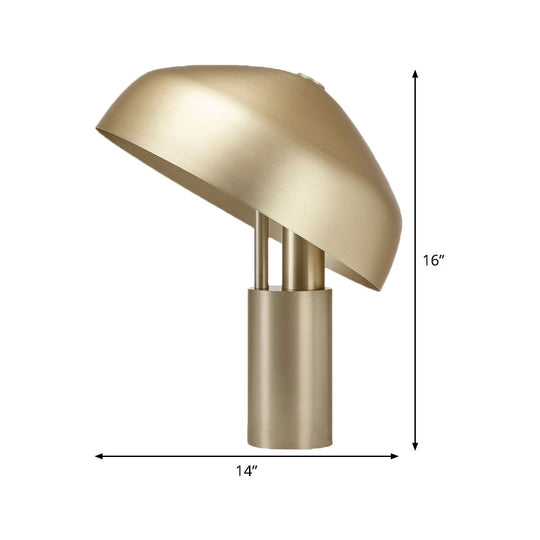 Modern Gold Metal Dome Task Light: 1-Head Book Reading Lamp For Study