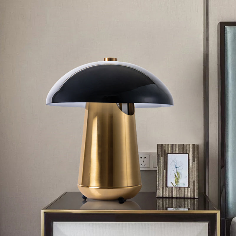 Modern Mushroom Task Lighting: Metal Small Desk Lamp Black/Gold 8/12 Wide Black-Gold / 8