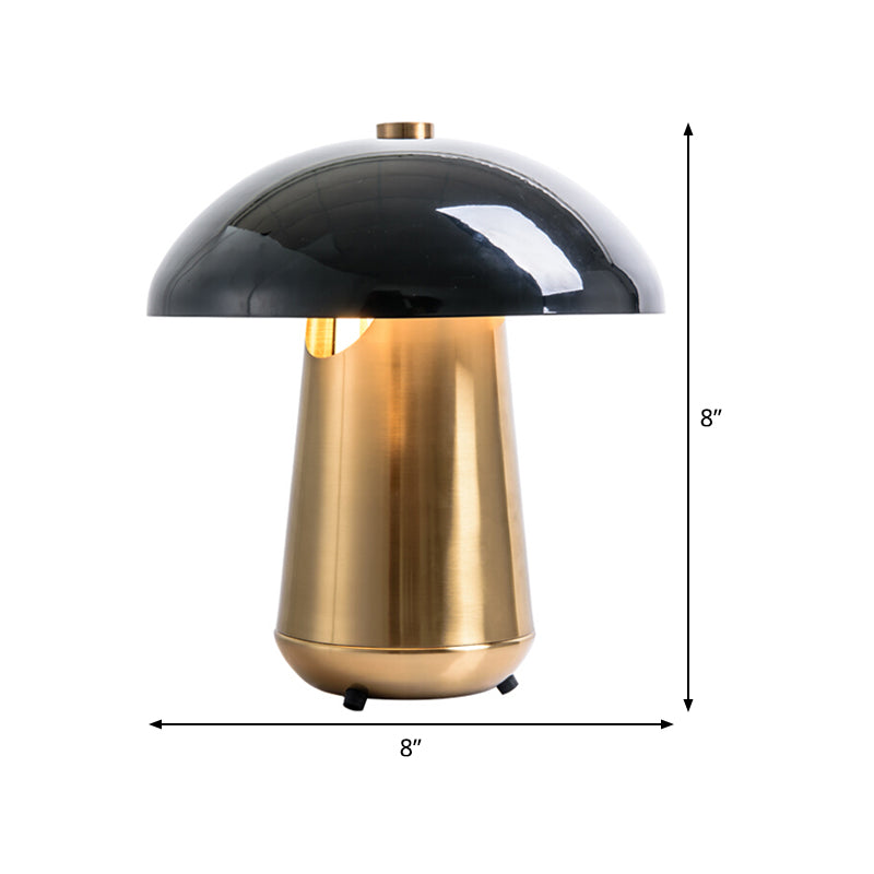 Modern Mushroom Task Lighting: Metal Small Desk Lamp Black/Gold 8/12 Wide