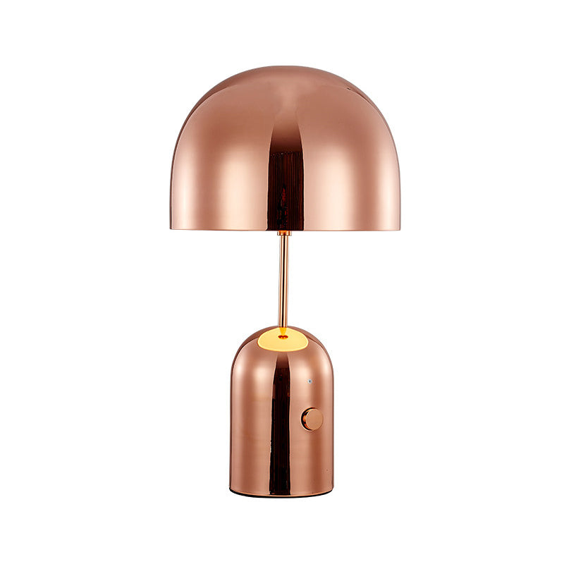 Modern Metal Bowl Table Lamp In Rose Gold - Small Desk Light For Bedroom