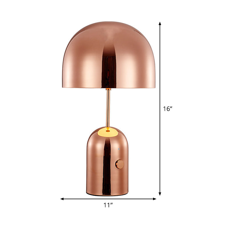 Modern Metal Bowl Table Lamp In Rose Gold - Small Desk Light For Bedroom