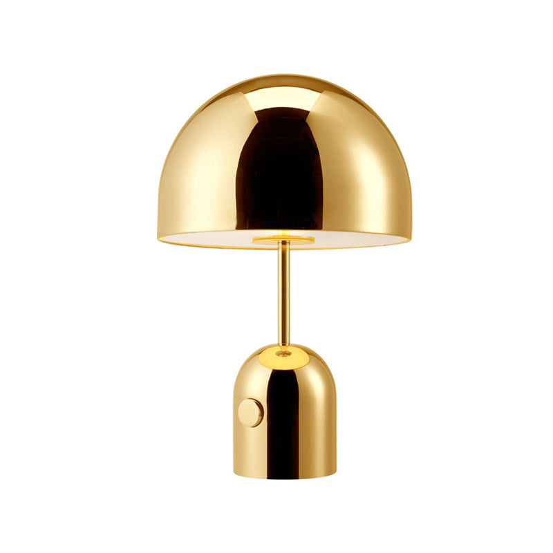 Modern Gold Dome Nightstand Lamp With Metal Shade - Ideal Reading Light