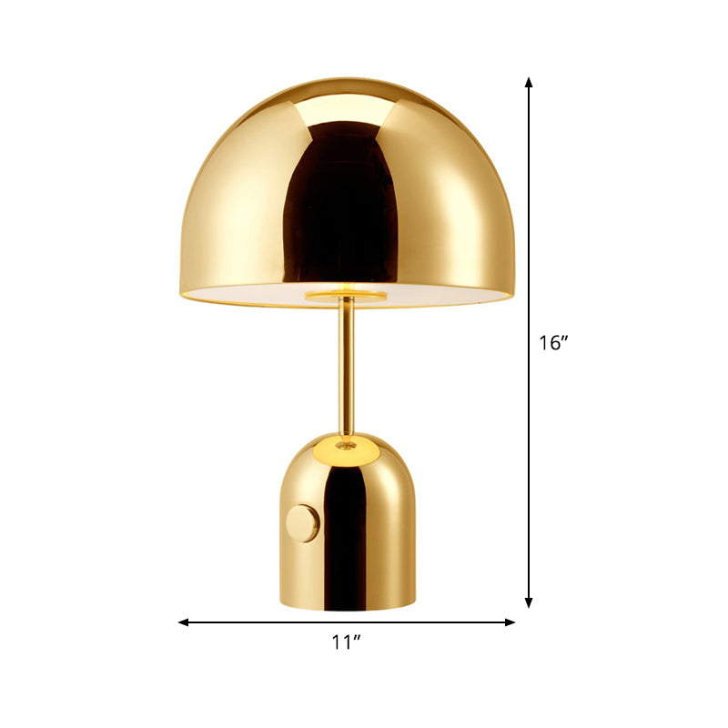 Modern Gold Dome Nightstand Lamp With Metal Shade - Ideal Reading Light