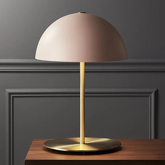 Modern Pink Table Lamp With Metal Hemisphere Shade - Versatile Task Lighting