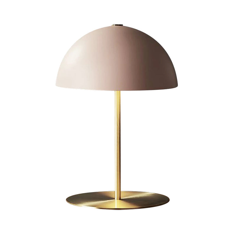 Modern Pink Table Lamp With Metal Hemisphere Shade - Versatile Task Lighting