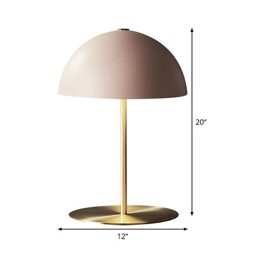 Modern Pink Table Lamp With Metal Hemisphere Shade - Versatile Task Lighting