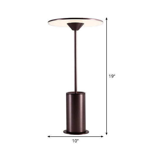 Contemporary Led Metal Table Lamp - Brown Reading Light For Study