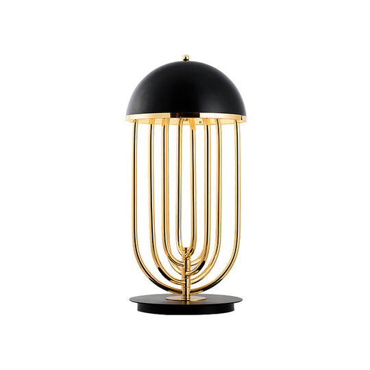 Modern Black/White Table Lamp With Dome Metal Shade Perfect For Living Room Task Lighting