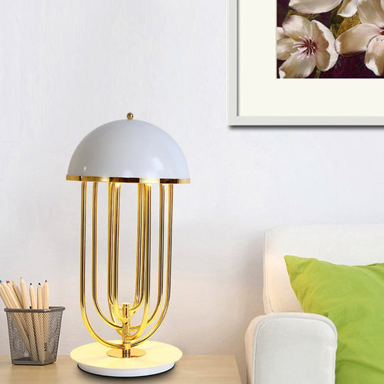 Modern Black/White Table Lamp With Dome Metal Shade Perfect For Living Room Task Lighting