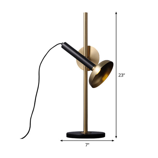 Brass Flashlight Reading Light With Modern Led Task Lighting And Metal Shade